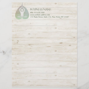 Yoga Studio Instructor Meditation Pose Bodhi Leaf Custom Letterhead