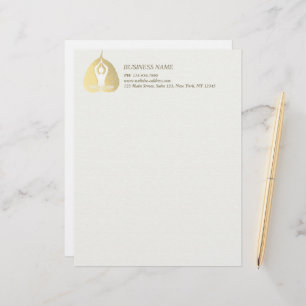 Yoga Studio Instructor Meditation Pose Bodhi Leaf  Custom Letterhead