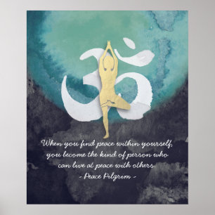 Yoga Studio Instructor Meditation Pose OM Symbol Poster