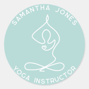 Yoga studio instructor yogi pose modern business classic round sticker