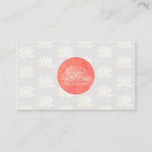 Yoga Studio Logo Lotus Flower Pattern Business Card