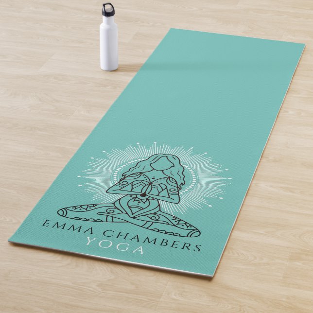 Yoga Studio Lotus Pose Turquoise Yoga Mat (In Situ)