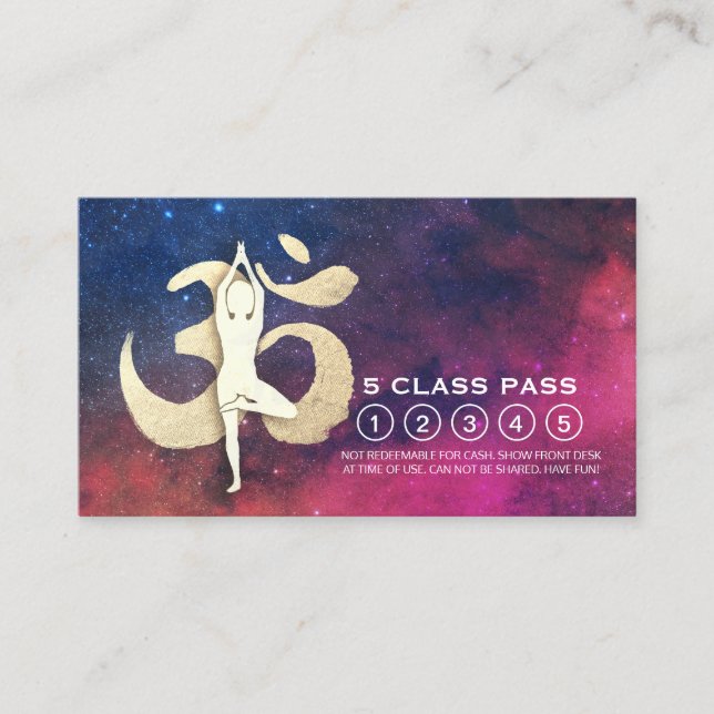 Yoga Studio Loyalty Class Pass Tree Pose OM Symbol Card (Front)
