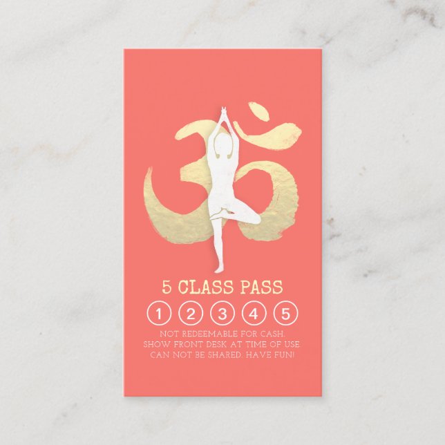 Yoga Studio Loyalty Class Pass Tree Pose OM Symbol Card (Front)
