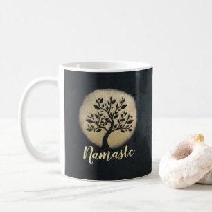 Yoga Studio Meditation Instructor Black Gold Tree Coffee Mug
