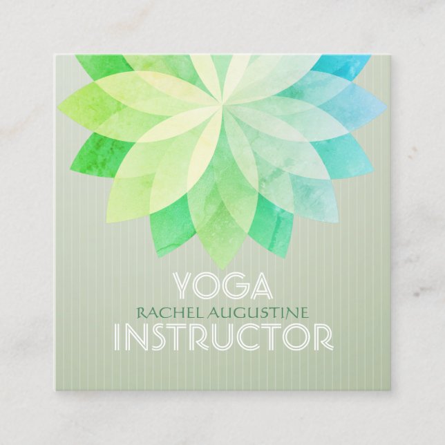 YOGA Studio Meditation Instructor Colourful Mandal Square Business Card (Front)