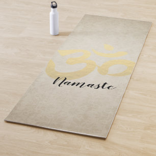 Yoga Studio Meditation Instructor Gold Om Symbol Mat