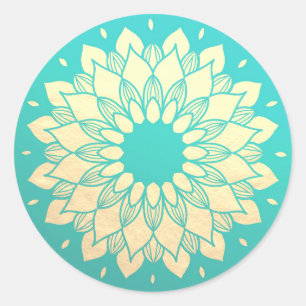 Yoga Studio Meditation Instructor Golden Mandala Classic Round Sticker