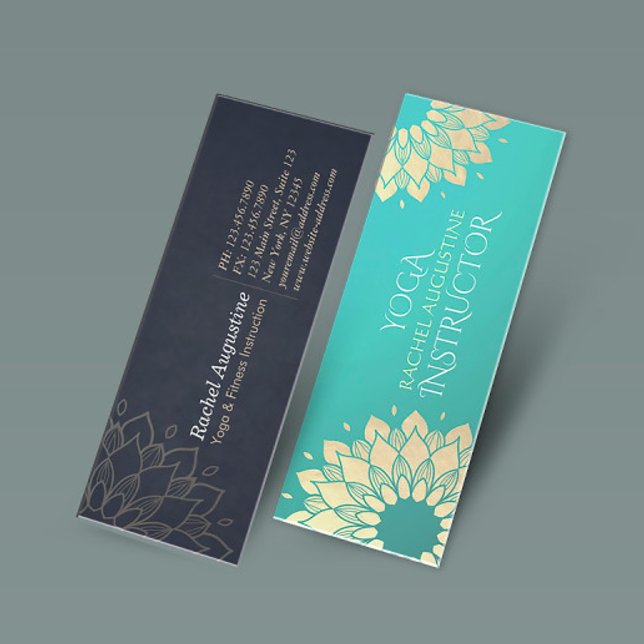 Yoga Studio Meditation Instructor Golden Mandala Mini Business Card (Creator Uploaded)