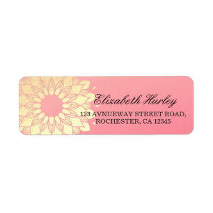 Yoga Studio Meditation Instructor Golden Mandala Return Address Label