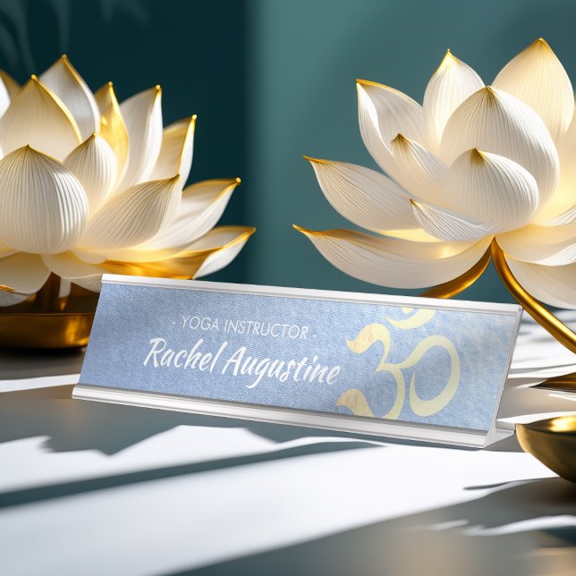 Yoga Studio Meditation Instructor Life Coach OM Desk Name Plate (Creator Uploaded)