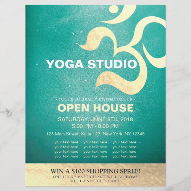 Yoga Studio Meditation Instructor Om Open House Flyer (Front)