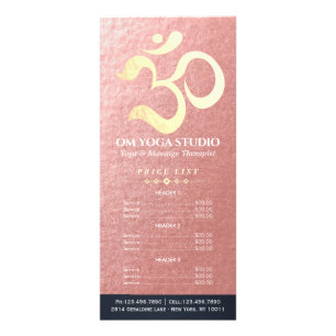 Yoga Studio Meditation Instructor Om Price List Rack Card