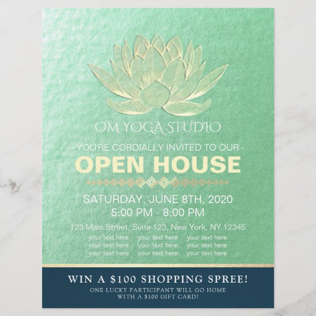 YOGA Studio Meditation Instructor Open House Lotus Flyer (Front)