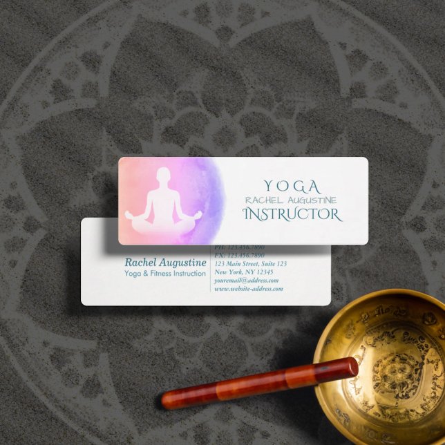 Yoga Studio Meditation Instructor Sukhasana Pose Mini Business Card (Creator Uploaded)