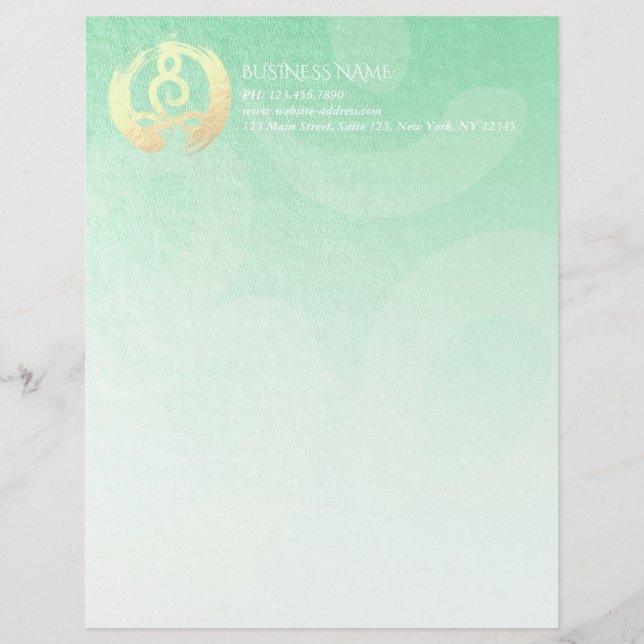 Yoga Studio Meditation Instructor Zen & OM Symbols Custom Letterhead (Front)