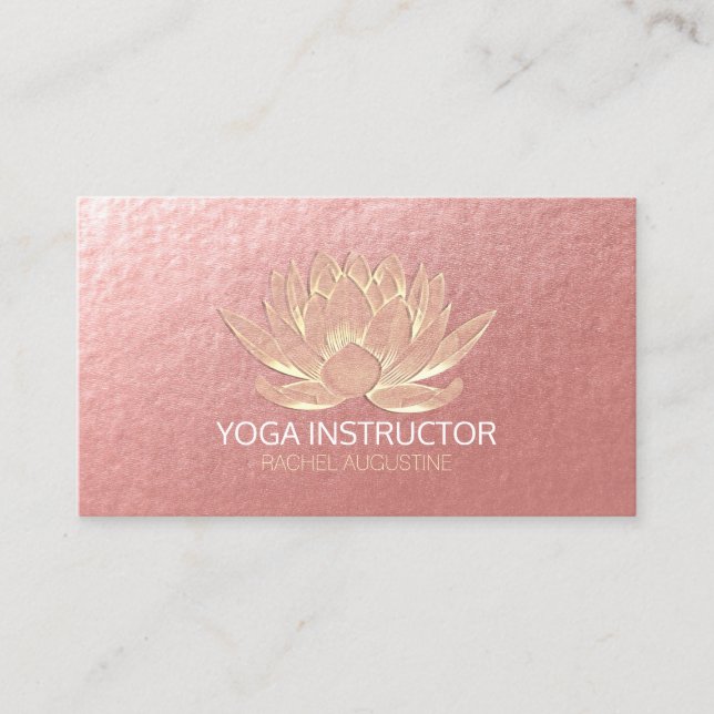 YOGA Studio Meditation Reiki Instructor Gold Lotus Appointment Card (Front)