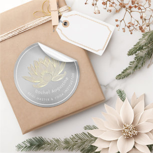 YOGA Studio Meditation Reiki Instructor Gold Lotus Classic Round Sticker