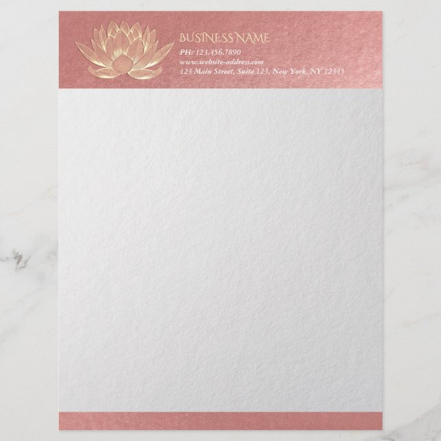 YOGA Studio Meditation Reiki Instructor Gold Lotus Custom Letterhead (Front)