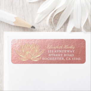 YOGA Studio Meditation Reiki Instructor Gold Lotus Return Address Label