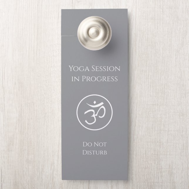 Yoga Studio Om Symbol Dusty Grey Do Not Disturb Door Hanger (On Knob)