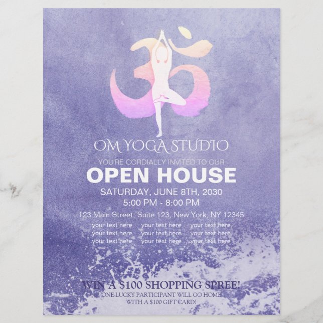 YOGA Studio Open House Meditation Pose Flyer (Front)