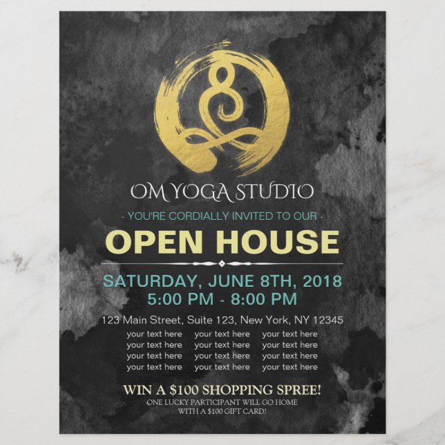 YOGA Studio Open House Meditation Posture Zen Sign Flyer (Front)