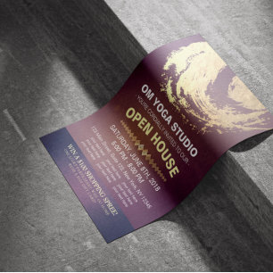 YOGA Studio Open House Purple Gold Foil ZEN Symbol Flyer