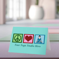 Yoga Studio Peace Love Yoga Teal Holiday Card
