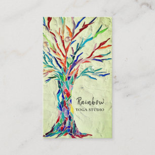 Yoga Studio Rainbow Tree Green Business Card