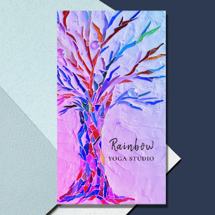 Yoga Studio Rainbow Tree Purple Business Card