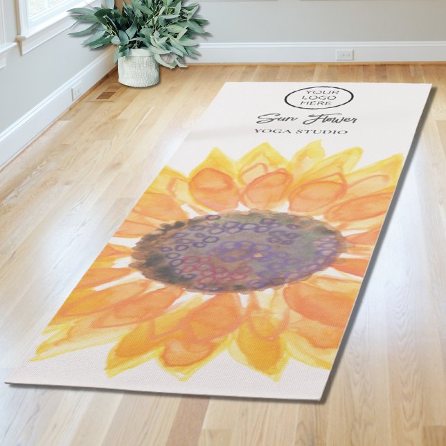 Yoga Studio Round Logo Sunflower Mat (Creator Uploaded)