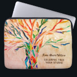 Yoga Studio Tree Of Life Laptop Sleeve<br><div class="desc">This decorative laptop sleeve features a rainbow colored mosaic tree of life on a pale beige background. 
Add your name and business to personalise this case.
Original Mosaic © Michele Davies.</div>
