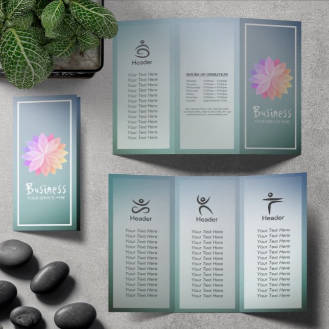 Yoga Studio Tri-Fold Brochure Lotus Floral Mandala (Creator Uploaded)