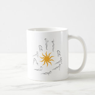 yoga sun salutation coffee mug