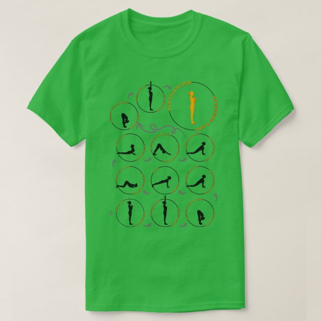 Yoga Sun Salutation Light Background T-Shirt (Design Front)
