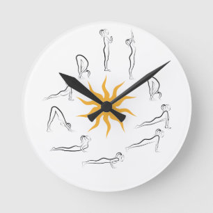 yoga sun salutation round clock