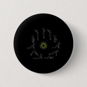 Yoga Sun Salutation Surjanamaskar Lineart 6 Cm Round Badge