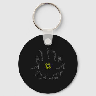 Yoga Sun Salutation Surjanamaskar Lineart Key Ring