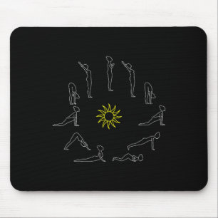 Yoga Sun Salutation Surjanamaskar Lineart Mouse Pad