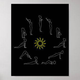Yoga Sun Salutation Surjanamaskar Lineart Poster