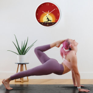 Yoga Sunrise Pose Silhouette Customisable Clocks