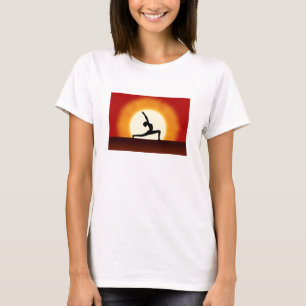 Yoga Sunrise Posing Silhouette Ladies T-Shirts