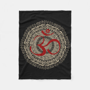 Yoga Symbols By Mona Om Yoga Ohm Hindu Meditation Fleece Blanket
