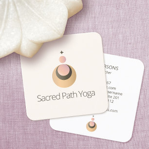 Yoga Teacher Celestial Boho Logo Square Business Card