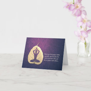 Yoga Teacher Meditation Pose Bodhi Leaf Cut Quotes Card