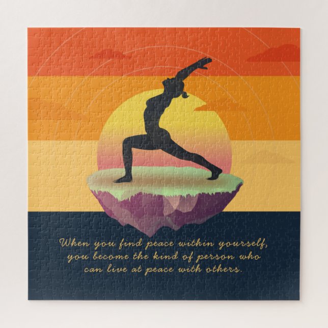 Yoga Teacher Meditation Pose Floating Island Quote Jigsaw Puzzle (Vertical)