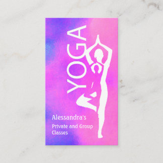 Yoga Teacher Pink Purple Tree Pose Business Card