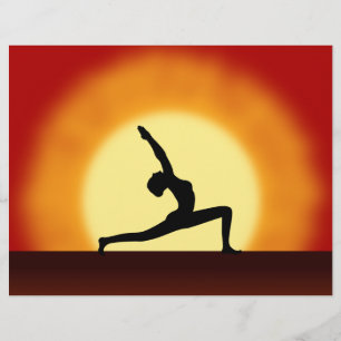 Yoga Teacher Sunrise Posing Woman Silhouette Flyer