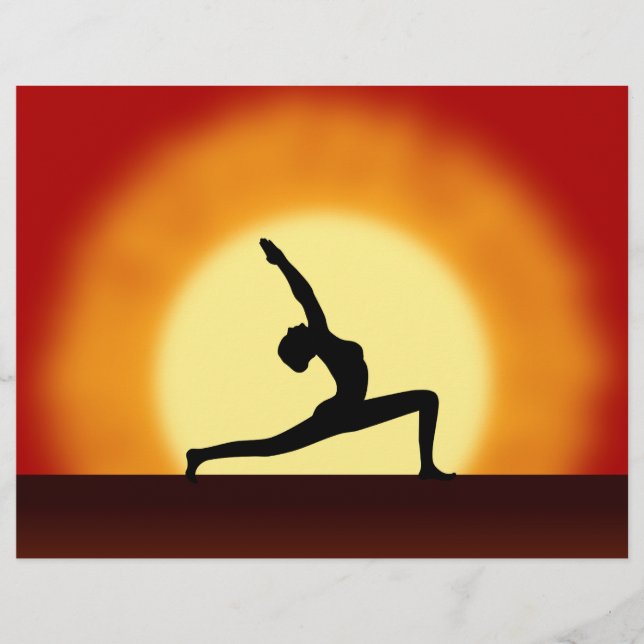 Yoga Teacher Sunrise Posing Woman Silhouette Flyer (Front)